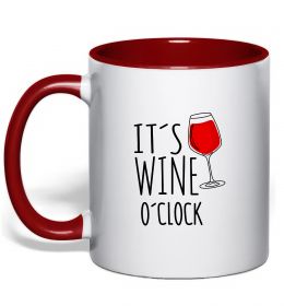 Чашка с цветной ручкой It`s wine o`clock