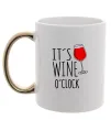 Чашка з кольоровою ручкою It`s wine o`clock Золото фото