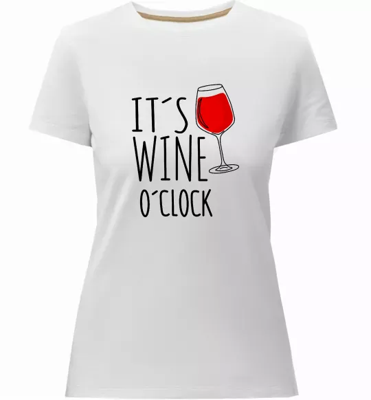 Жіноча преміум футболка It`s wine o`clock Білий фото