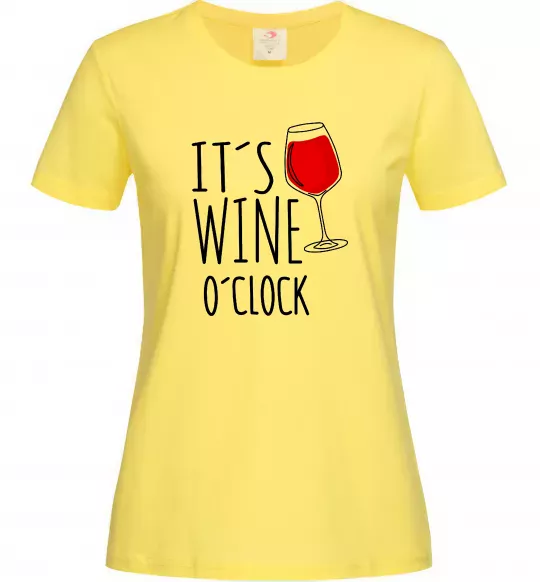 Женская футболка It`s wine o`clock Лимонный фото