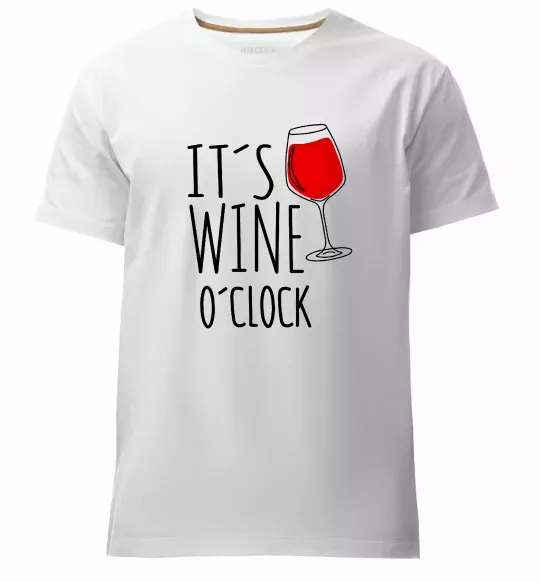 Мужская премиум футболка It`s wine o`clock Белый фото