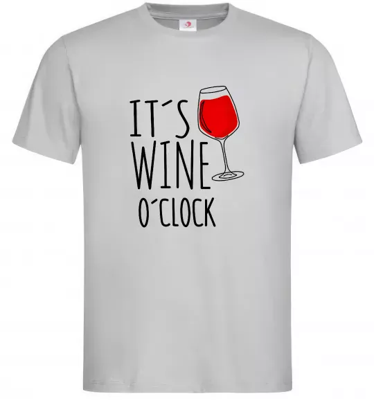 Мужская футболка It`s wine o`clock Серый фото