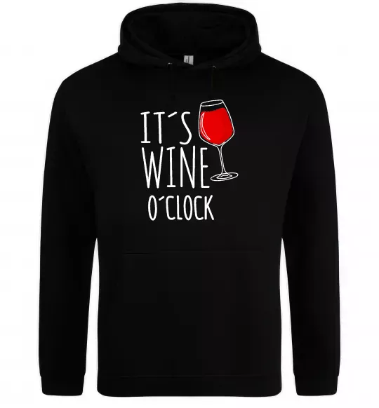 Женская толстовка (худи) It`s wine o`clock Черный фото