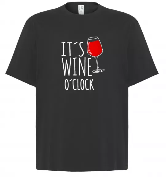 Футболка Оверсайз It`s wine o`clock Чорний фото