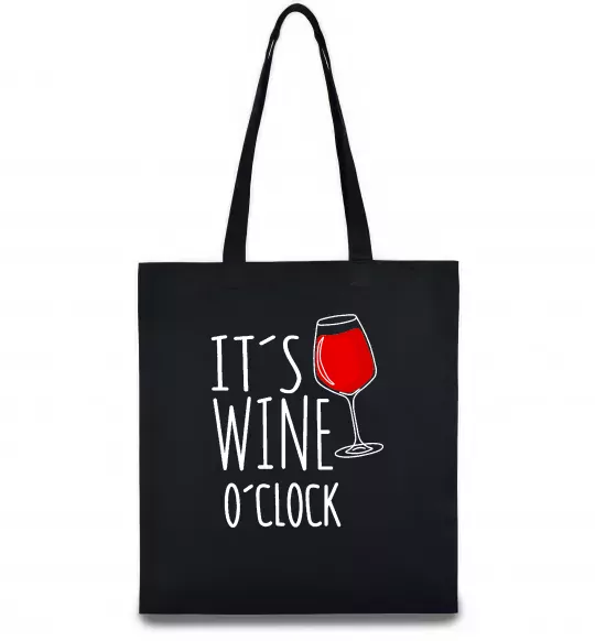 Эко-сумка It`s wine o`clock Черный фото