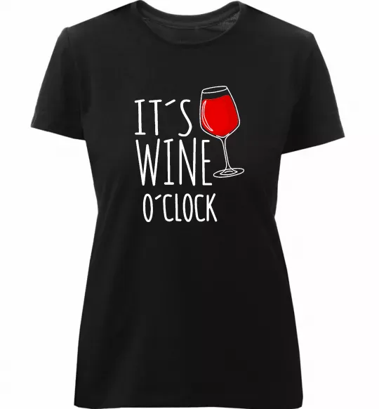 Жіноча преміум футболка It`s wine o`clock Чорний фото