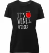 Жіноча преміум футболка It`s wine o`clock Чорний фото