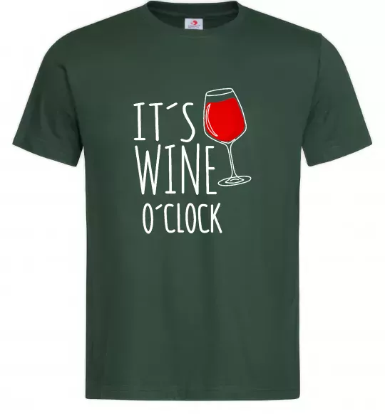 Мужская футболка It`s wine o`clock Темно-зеленый фото