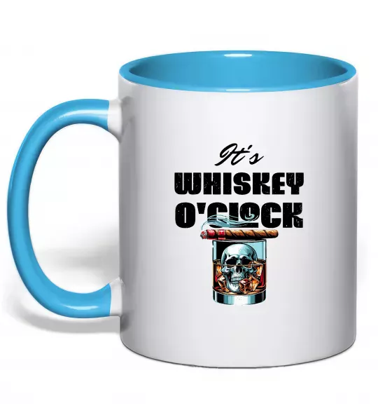 Чашка з кольоровою ручкою Whiskey o`clock Блакитний фото