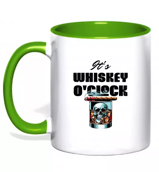 Чашка з кольоровою ручкою Whiskey o`clock Зелений фото