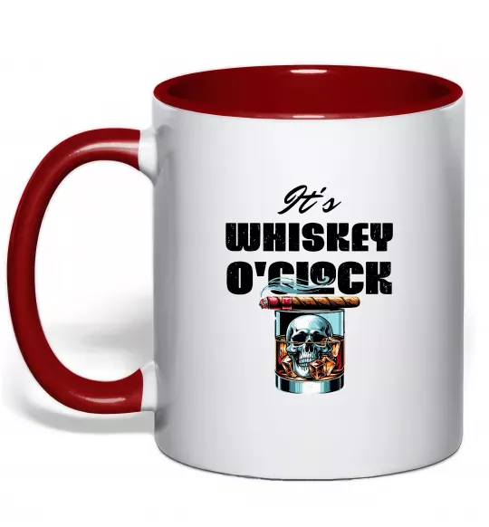 Чашка з кольоровою ручкою Whiskey o`clock Червоний фото