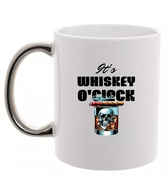Чашка з кольоровою ручкою Whiskey o`clock Срібло фото