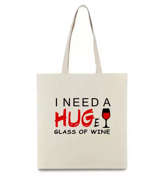 Эко-сумка Huge glass of wine Бежевый фото