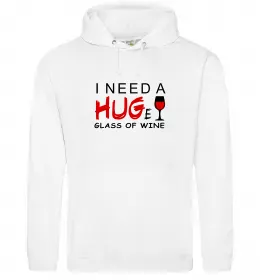 Мужская толстовка (худи) Huge glass of wine Белый фото