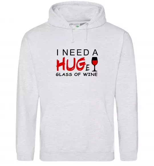 Жіноча толстовка (худі) Huge glass of wine Сірий меланж фото