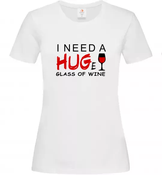 Женская футболка Huge glass of wine Белый фото