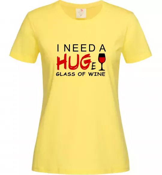 Женская футболка Huge glass of wine Лимонный фото