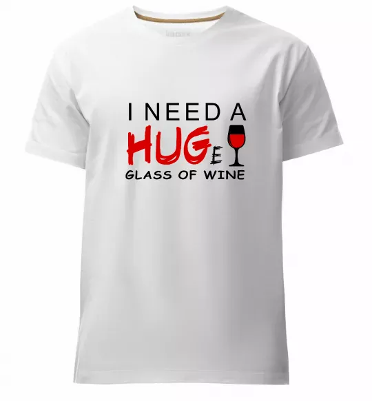 Мужская премиум футболка Huge glass of wine Белый фото