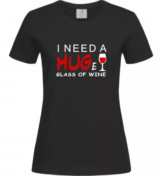 Женская футболка Huge glass of wine Черный фото