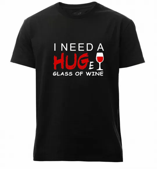 Мужская премиум футболка Huge glass of wine Черный фото