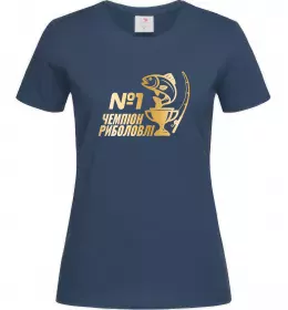 Жіноча футболка Чемпіон риболовлі Темно-синій фото