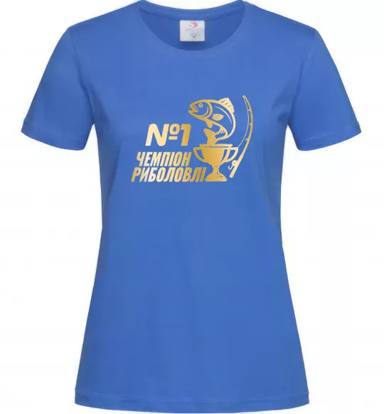 Женская футболка Чемпіон риболовлі Ярко-синий фото