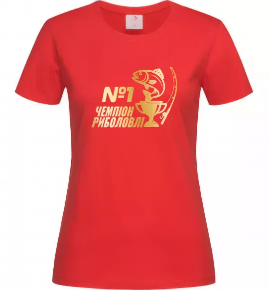 Женская футболка Чемпіон риболовлі Красный фото