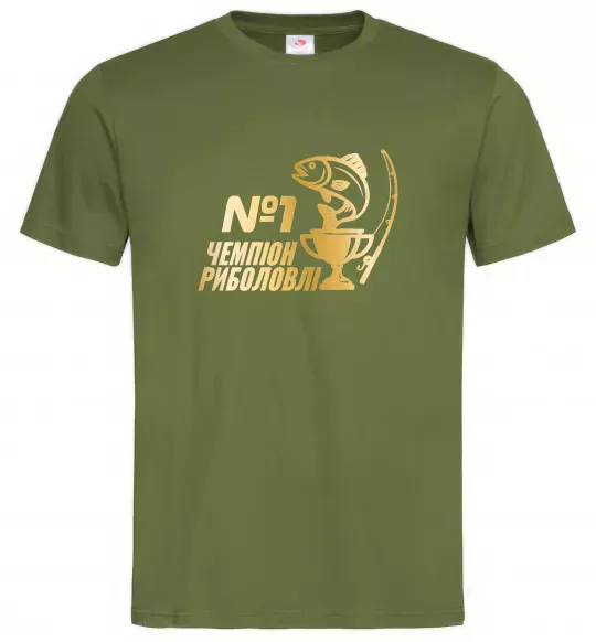 Чоловіча футболка Чемпіон риболовлі Оливковий фото