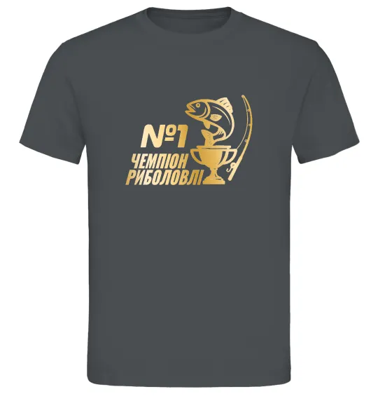 Чоловіча футболка Чемпіон риболовлі Графіт фото