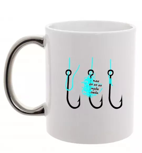 Чашка с цветной ручкой Схема вузла на гачок Серебро фото