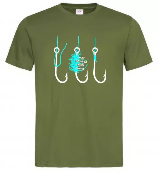 Чоловіча футболка Схема вузла на гачок Оливковий фото