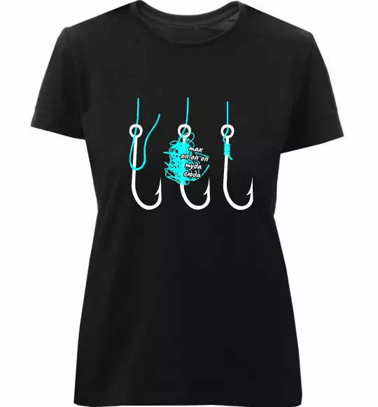 Женская премиум футболка Схема вузла на гачок Черный фото