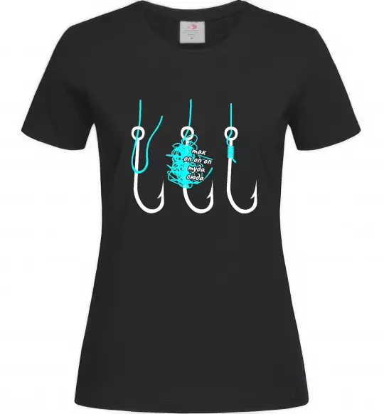 Жіноча футболка Схема вузла на гачок Чорний фото