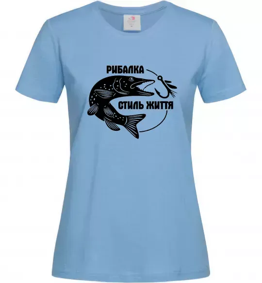 Жіноча футболка Рибалка стиль життя Блакитний фото