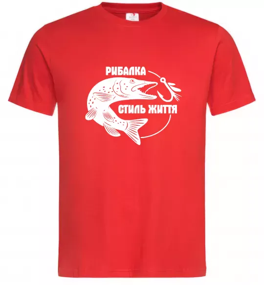 Чоловіча футболка Рибалка стиль життя Червоний фото