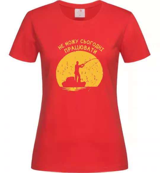 Жіноча футболка Не можу сьогодні працювати Червоний фото