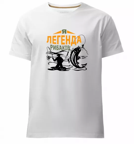 Мужская премиум футболка Легенда рибаків Белый фото