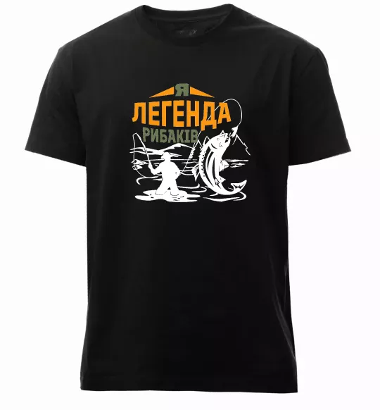 Мужская премиум футболка Легенда рибаків Черный фото