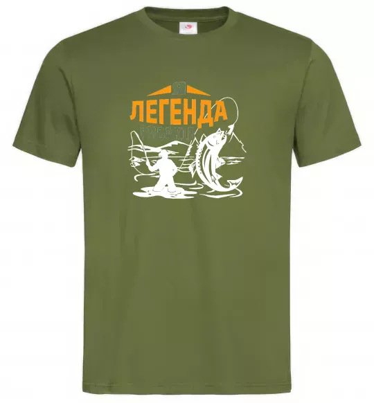 Чоловіча футболка Легенда рибаків Оливковий фото