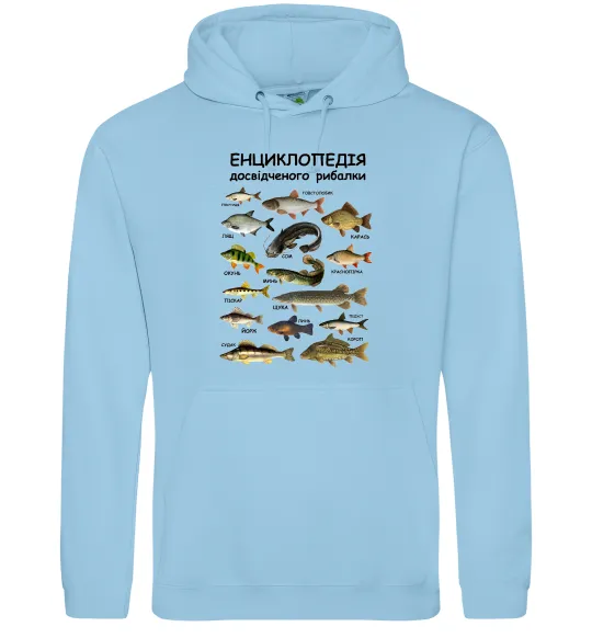 Мужская толстовка (худи) Енциклопедія рибалки Голубой фото