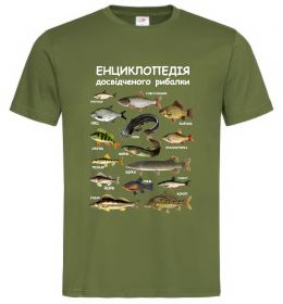 Чоловіча футболка Енциклопедія рибалки Оливковий фото
