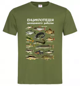 Чоловіча футболка Енциклопедія рибалки Оливковий фото