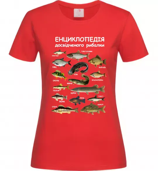 Жіноча футболка Енциклопедія рибалки Червоний фото