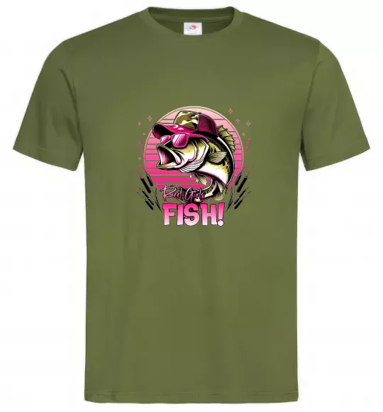 Чоловіча футболка Girls fish Оливковий фото