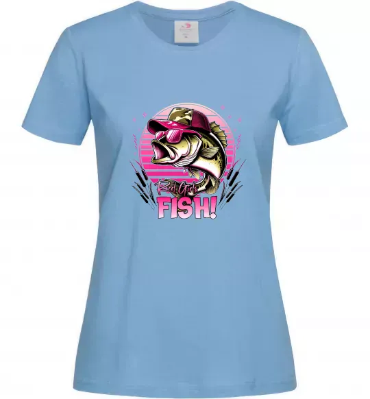 Жіноча футболка Girls fish Блакитний фото