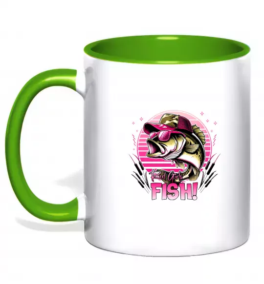 Чашка з кольоровою ручкою Girls fish Зелений фото