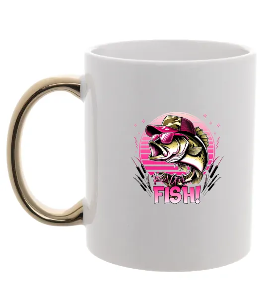 Чашка з кольоровою ручкою Girls fish Золото фото