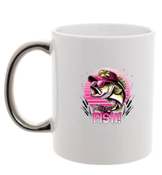 Чашка з кольоровою ручкою Girls fish Срібло фото