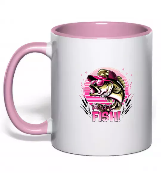 Чашка з кольоровою ручкою Girls fish Ніжно рожевий фото