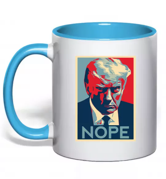 Чашка с цветной ручкой Trump Nope Голубой фото
